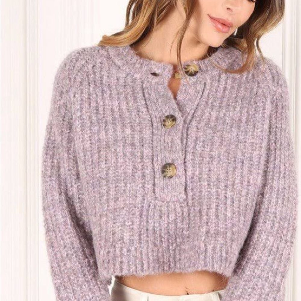 Lilou Melange Multicolor‎ Purple Sweater size L NWT in packaging